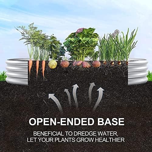 Land Guard 2Pcs Galvanized Raised Garden Bed Kit, Galvanized Planter Oval Large Metal Raised Garden Boxes Outdoor for Vegetables…