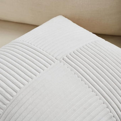 Fancy Homi 2 Packs Pure White Decorative Throw Pillow Covers 18x18 Inch for Living Room Couch Bed Sofa, Farmhouse Boho Home Decor, Soft Corss Corduroy Patchwork Textured Square Cushion Case 45x45 cm