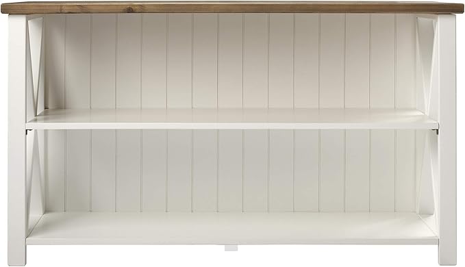 Walker Edison 2 Tier Modern Farmhouse Wood Bookcase Bookshelf Storage Home Office Storage Cabinet, 52 Inch, White