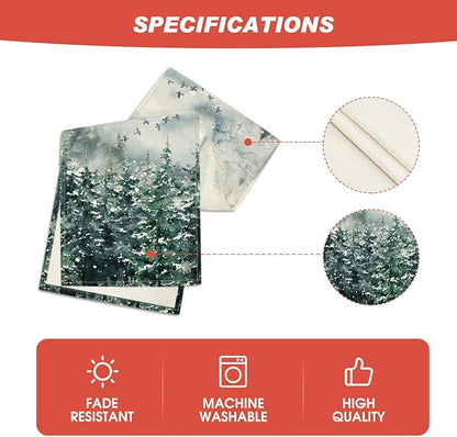 Artoid Mode Green Tree Snow Christmas Table Runner, Seasonal Winter Holiday Kitchen Dining Table Decoration for Home Party Decor 13x120 Inch