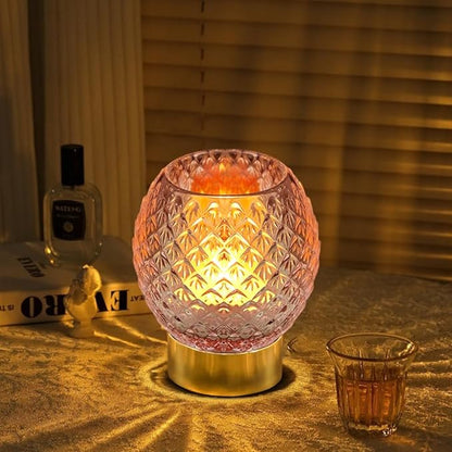 Battery Operated Lamp with Timer,Glass Cordless Lamps with LED Bulb,Decorative Lights for Living Room Bedroom Tabletop Entryway Centerpiece Gift (Pink)