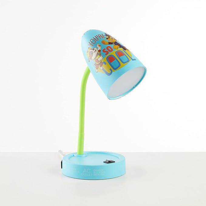 Idea Nuova Paw Patrol Switch Operated LED Task Table and Desk Lamp with Charging Outlet
