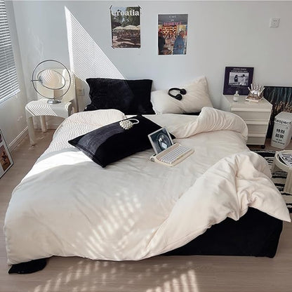Wellboo White Velvet Comforter Sets Twin Boys Girls Solid White Fluffy Bedding Comforters Plain White Flannel Plush Quilts Women Men All White Winter Blanket Aesthetic Micromink Sherpa Bedding Durable