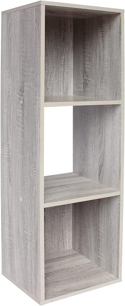PACHIRA E-Commerce Storage Bookcase Wooden, Unit Shelf, Closet Cabinet, DVD Rack Bookshelf File Organizer Rack in Living Room, Bedroom, Study, each cube 11.22“, 3 Cube, OAK GREY