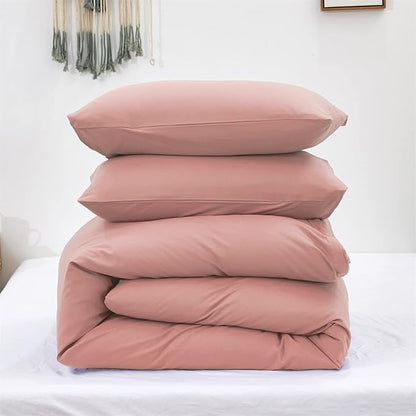 Pink Color Comforter Sets Pure Blush Color Bedding Set Women Rose Pink Comforter Set Lightweight 3 Pieces Solid Pink Blanket Girls Pink Breathable Bed Comforter Set Durable Bedding Set