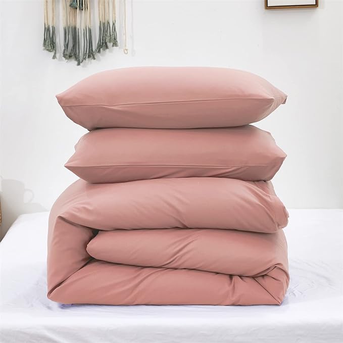 Blush Pink Comforter Set Twin Solid Dusty Rose Bedding Quilt Set Blush Pink Comfroter Set 3 PCs for Kids Teens Adult Durable Breathable Pink Blanket