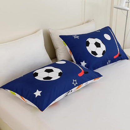RYNGHIPY Kids Sports Theme Bedding Set, Basketball Football Baseball Tennis Print Comforter Set for Teens Boys Girls, Super Soft Lightweight (Balls,Full)