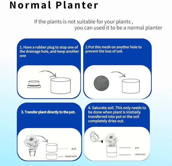 Nihow Self Watering Planter Accessory Set with Wick, Mesh - Enhance Your Plant's Growth and Health Easily