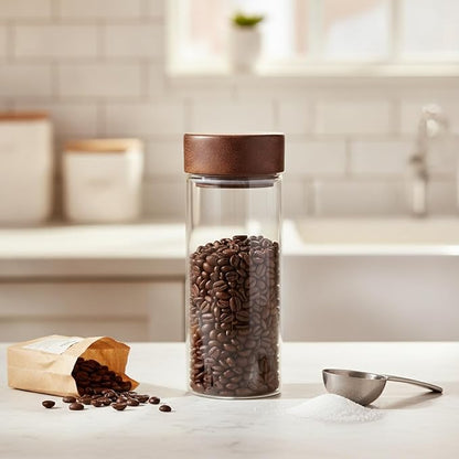Home Organizers Glass Canister with Acacia Wood Lid, Borosilicate Jar for Coffee Tea Sugar Dry Goods Pantry Storage