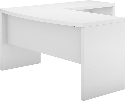 Bush Business Furniture Echo L Shaped Bow Front Desk in Pure White