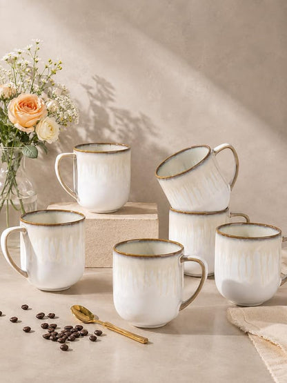 LERATIO 12OZ Ceramic Coffee Mugs Set of 6, Large Porcelain Coffee Cups With Large Handle For Latte,Cappuccino,Milk,Cocoa,|Dishwasher&Microwave Safe Mug Sets,Ideal for Man,Woman,Dad, Mom