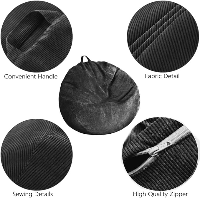 Bean Bag Chair Cover (No Filler) Stuffed Animal Storage Bean Bag Cover Pets Dogs/Cats Lazy Beds. Washable Ultra Soft Corduroy Stuffed for Organizing Plush Toys or Textile, Sack Bean Bag