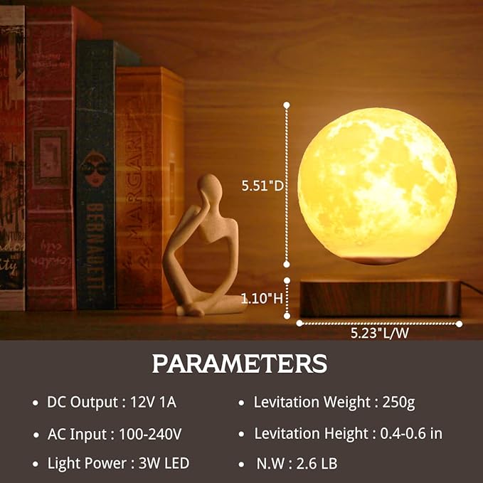 Levitating Moon Lamp, Floating Moon Lamp Magnetic Levitation Moon Light Gifts for girls, boys, Children and teenagers