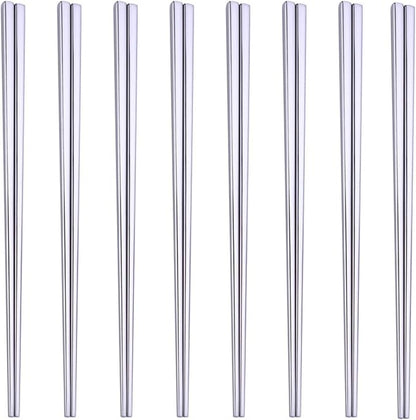 Stainless Steel Chopsticks,Reusable ,Dishwasher Safe , Easy to Use（8 PCS,silver）
