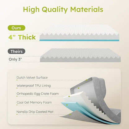 XXL Dog Bed for Large Dogs, Orthopedic Gel Memory Foam, Waterproof, 53" Dutch Velvet Sofa Bed, Light Gray