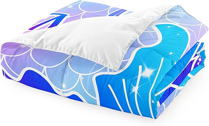 Twin Mermaid Bedding Sets for Girls Pink Mermaid Twin Comforter Set for Girls Soft Breathable Microfiber Mermaid Skin Surface Scales Quilt with Pillowcase Ocean Life Mermaid Bedroom Decor, 2Pcs