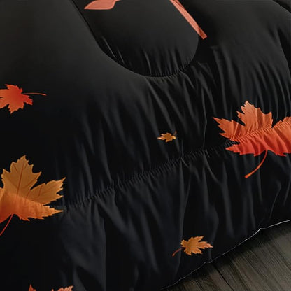 Cartoon Fox Comforter Set 3-Pieces Cute Fox Bedding Set Moon Plants Leaves Printed Quilt Set for Kids Boys Girls with 2 Pillowcases Twin
