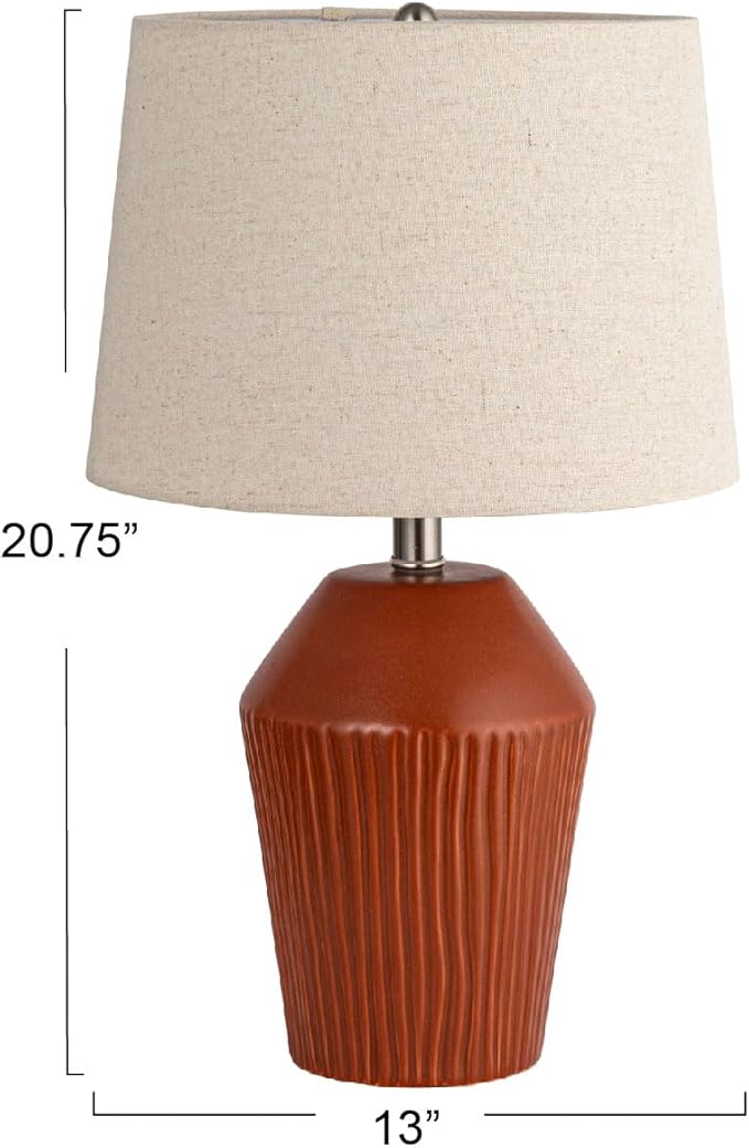 Creative Co-op 13" Round Stoneware Desk Lamp