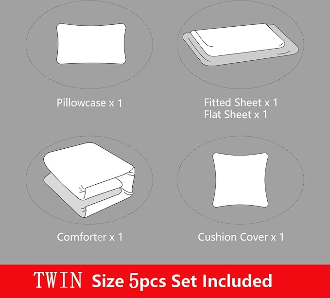 5 Pieces Gamer Bedding Set for Boys Gaming Comforter Twin Size, Game Controller Comforter for Teen 3D Gamepad Microfiber 5 Piece Bed in A Bag Kids Bedding Sets with Sheets,DJT H5031 Twin