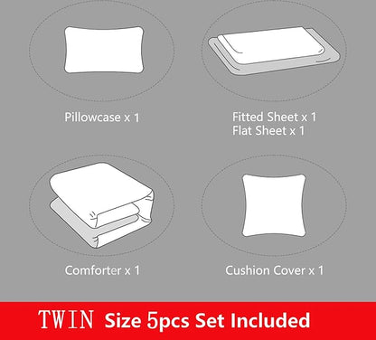5 Pieces Gamer Bedding Set for Boys Gaming Comforter Twin Size, Game Controller Comforter for Teen 3D Gamepad Microfiber 5 Piece Bed in A Bag Kids Bedding Sets with Sheets,DJT H5030 Twin