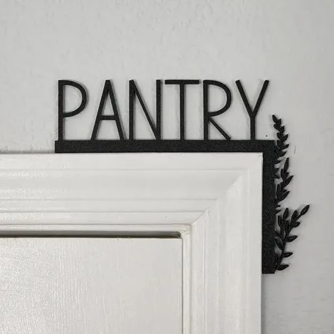 2025 New Year Gift - Cute Metal Door Topper Love You Bye Over Door Frame Decor Corner Sign Black Ornaments Wood Decorations Funny Christmas (Pantry)