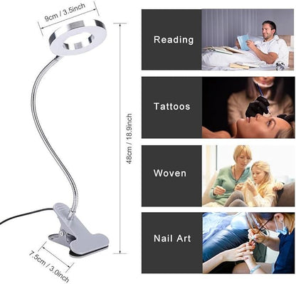 ZJchao Clip on Light, Makeup LED Lights USB Cosmetic Lamp Eyebrow Lip Beauty Salon Desktop Led Lights with Clip Reading Desk Light Book Light for Desk Bed Headboard Makeup