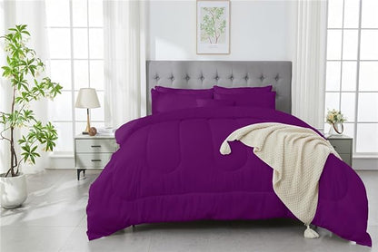 3 Piece Solid Color All Season Bedding Comforter Set Microfiber Soft Lightweight Bedding Set for Kids Teens Adults Room Decor with 1 Comforter and 2 Pillowcases Full