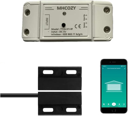 5V WiFi Smar Garage Door Opener Remote Controller,Monitor Garage Open Close Status by Phone Tuya app Anywhere,Compatible with Alexa Google Home