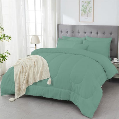 3 Piece Solid Color All Season Bedding Comforter Set Microfiber Soft Lightweight Bedding Set for Kids Teens Adults Room Decor with 1 Comforter and 2 Pillowcases Twin