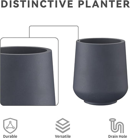 Kante 15.3"+11.6"+8.2" Dia Round Concrete Planter, Large Outdoor Indoor Planter Pots Containers with Drainage Holes and Rubber Plug for Home Garden Patio, Charcoal