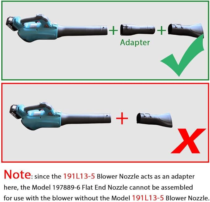 191L13-5 191B21-6 Blower Nozzle and 197889-6 Flat End Nozzle Compatible with Makita X2 36V hand held Blower, use for XBU02Z - one-click installation (GROUP)