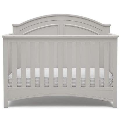 Delta Children Perry 6-in-1 Convertible Crib - Greenguard Gold Certified, Moonstruck Grey + Simmons Kids Radiant Sky Dual Sided Baby Crib Mattress and Toddler Mattress (Bundle)