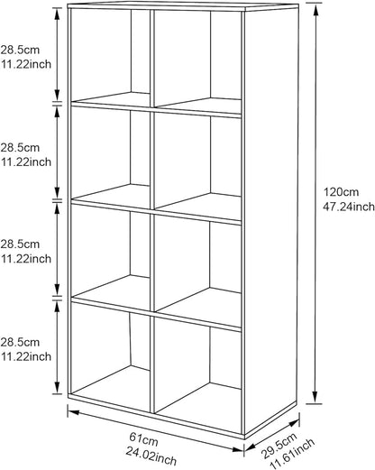 PACHIRA E-Commerce US Storage Cabinet 8-Cube, White Bookcase with Wooden Frame, Open Closet Standing Nursery Book Shelving Organizer Fits 11 Inch Storage Bin