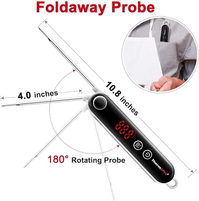 ThermoPro TP18 Instant Read Meat Thermometer Digital with Thermocouple Sensor, Cooking Food Thermometer for Grill, Smoker, BBQ, Oil Deep Frying, Candy, Kitchen Thermometer