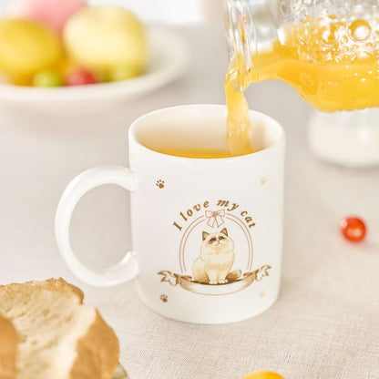 12Oz Cute Ragdoll Cat White Ceramic Mug, Mug for Daily Coffee and Tea, Lead-free Microwave and Dishwasher Safe Coffee Mug, Perfect gifts for Cat Lovers