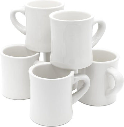 COLETTI Diner Coffee Mugs — Restaurant Coffee Mugs, Retro Coffee Mug – Sturdy & Heavy Diner Mug – Nostalgia in Every Sip [White, 11 oz, Set of 6]