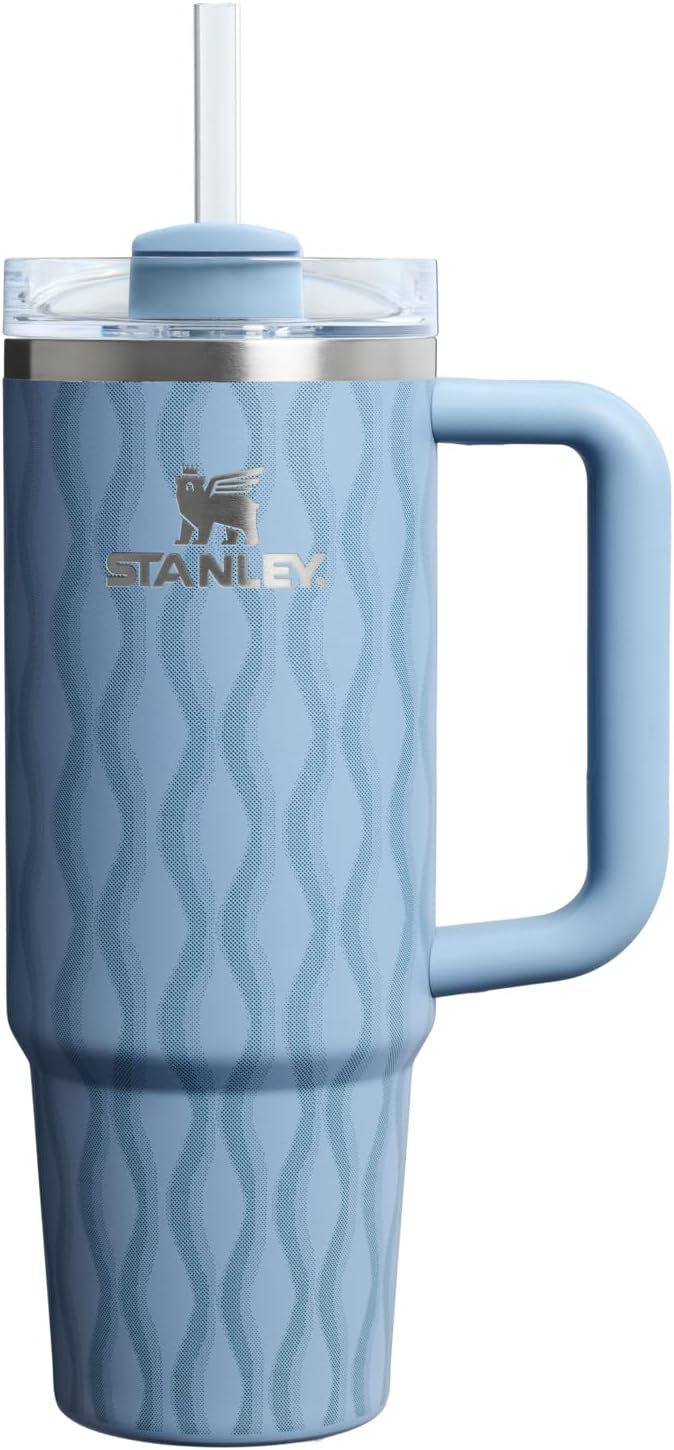 STANLEY Quencher H2.0 Flow State Tumbler, 30 oz, Slate Blue Drift | Handle and Straw | 3-Position Lid | Cup Holder Compatible for Travel | Insulated Stainless Steel Cup | BPA-Free