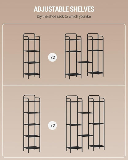 Bookcase Bookshelf, Narrow Book Shelf, Industrial Coner Shelf Storage Organizer, Slim Shelving Unit for Home Office, Living Room, Bedroom, Kitchen, 4-Tier Greige BC24405B