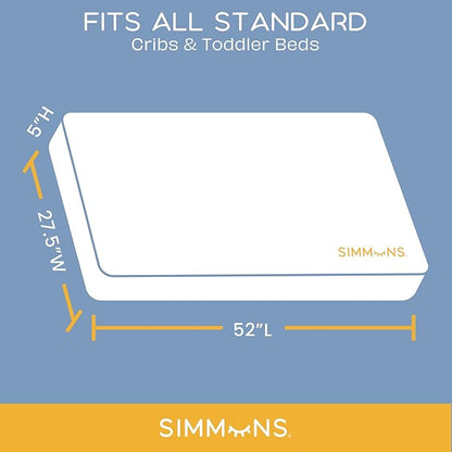 Delta Children Brooks 6-in-1 Convertible Crib, Midnight Grey + Simmons Kids Quiet Nights Breathable Crib Mattress with Removable/Machine Washable Cover (Bundle)