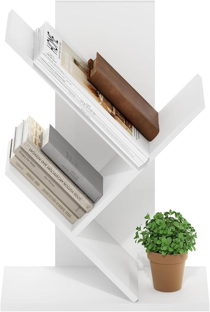 Furinno Tree Bookshelf 3-Tier Floor Standing Tree Bookcase, White