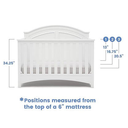 Delta Children Haven 6 Drawer Dresser, White + Perry 6-in-1 Convertible Crib - Greenguard Gold Certified, White (Bundle)