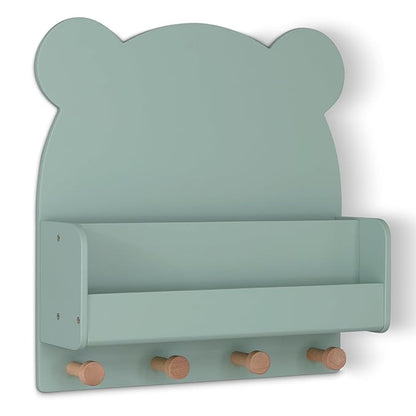 Delta Children babyGap Tate 4-in-1 Convertible Crib + Brannan Bear Bookcase with Bins + Brannan Bear Wall Shelf with 4 Hooks, Navy/Natural (Bundle)