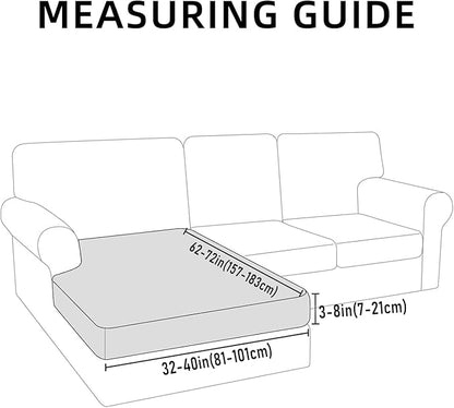 hyha Waterproof Sectional Couch Covers, Non Slip Sofa Couch Cushion Covers L Shape, Thick Stretch Jacquard Fabric, Washable Sofa Slipcovers with Elastic Bottom (1 Piece for Chaise XL, Black)