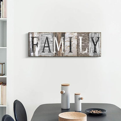 Pinetree Art Quotes Wall Art Decor, Family Decorative Signs Inspirational Motto Canvas Prints (With Solid Wood Inner Frame) (Family, 6 x 17 inch)