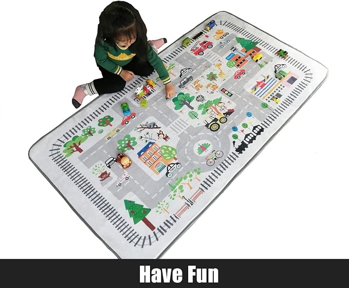 Kids Rug Play Mat, City Life Great for Playing with Cars for Bedroom Playroom,Soft Carpet (2.6'x5')