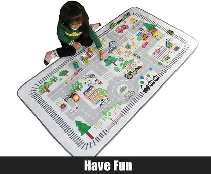 Kids Rug Play Mat, City Life Great for Playing with Cars for Bedroom Playroom,Soft Carpet (2.6'x5')