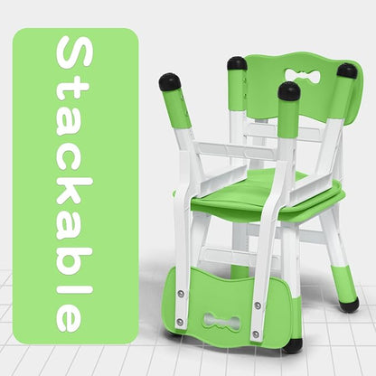 Adjustable Kid Chairs Indoor 3 Level Adjustable Suitable for Children Age 2-6. Maximum Load-Bearing 220LBS Suitable for Family Classroom and Nursery Child Seat Set (2-Pack-Green)