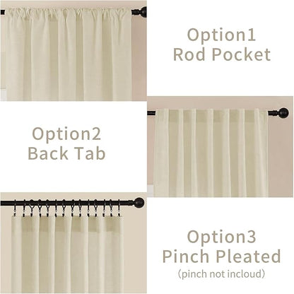 Joydeco Linen Curtains 84 Inch Length 2 Panel Sets,Light Filtering Curtains for Bedroom 100 Inch Wide Living Room Drapes with Back Tabs & Rod Pockets (W100 x L84 Inch, Linen)