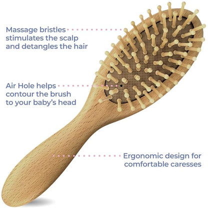 OCCObaby Wooden Baby Hairbrush Set for Newborns & Toddlers - Baby Comb for Cradle Cap - Baby Comb and Brush Set for Baby Grooming - Baby Scalp Brush for Cradle Cap - Toddler Comb