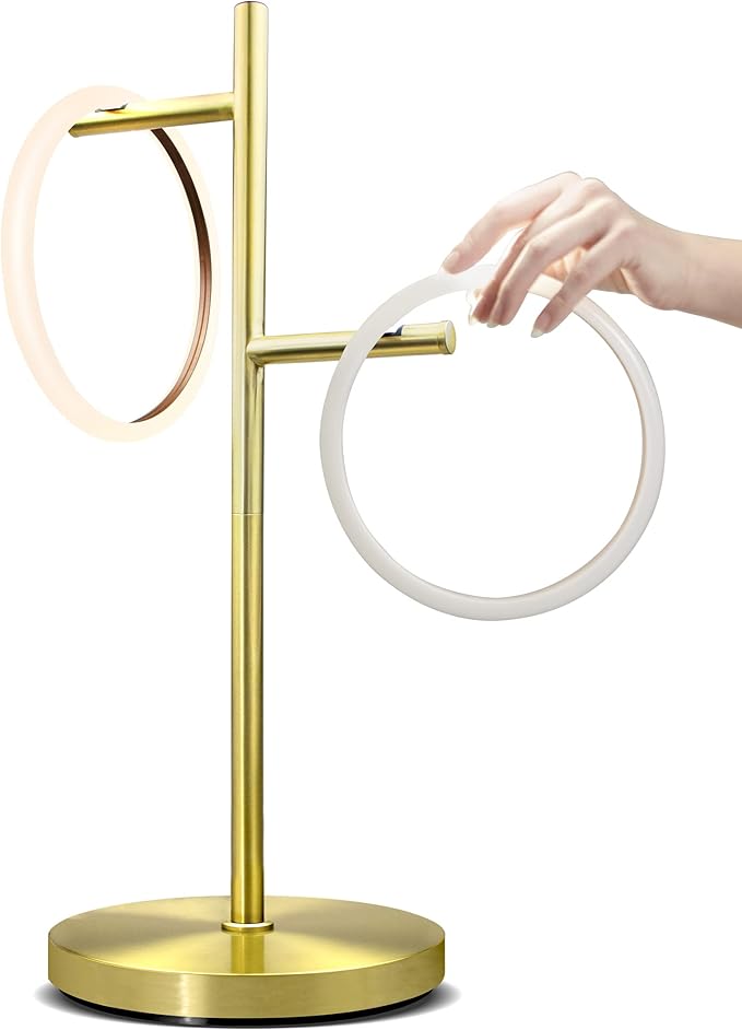 Brightech Saturn Table Lamp, Great Living Room Decor, Desk Tree Lamp for Offices, Contemporary Lamp for Living Rooms, Nightstand Lamp with 2 LED Lights for Bedroom Reading - Brass